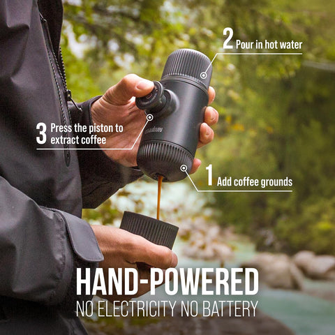 Nanopresso de WACACO, operación manual sin batería para espresso rápido