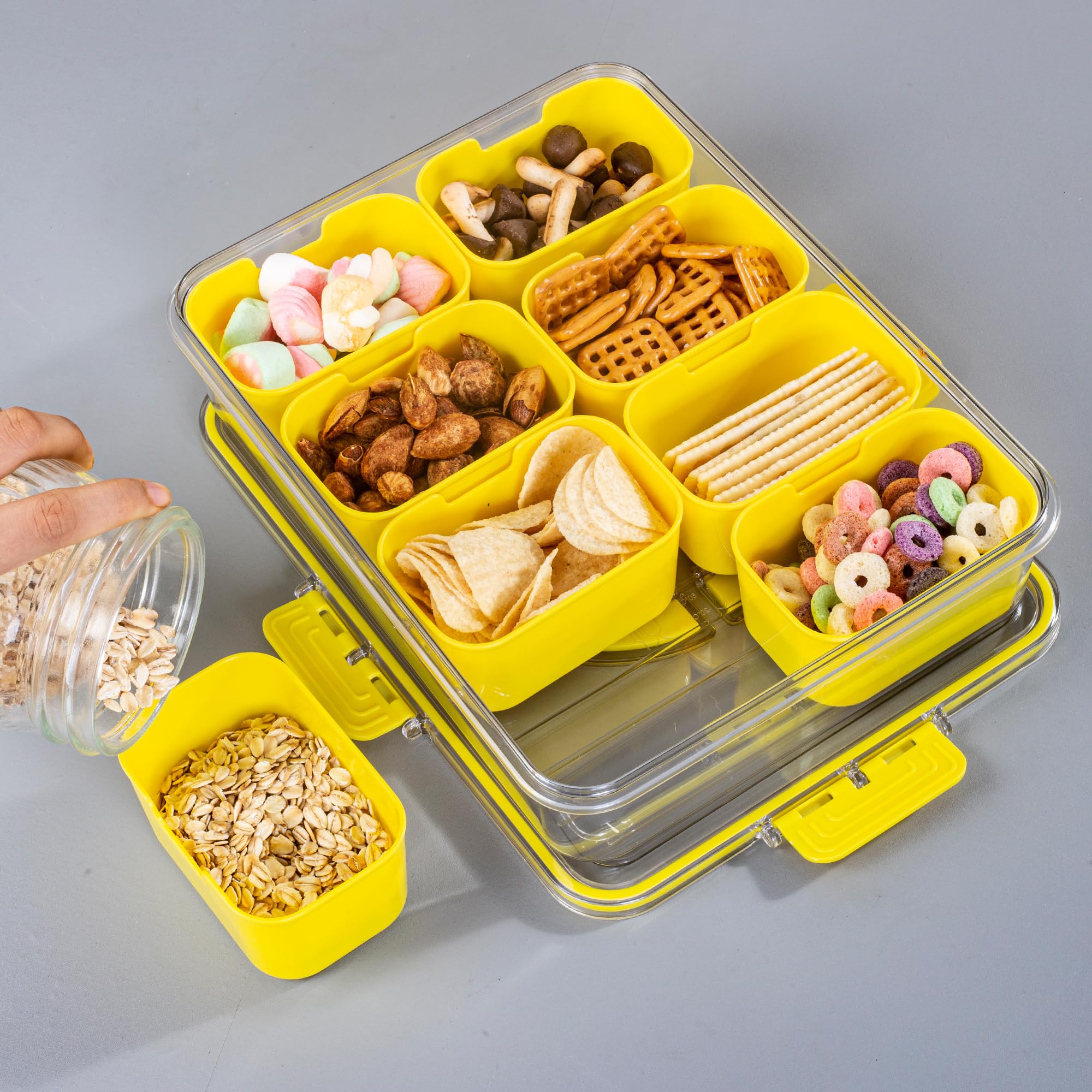 Bandeja de preparación para ensaladas y snacks, reutilizable y duradera.