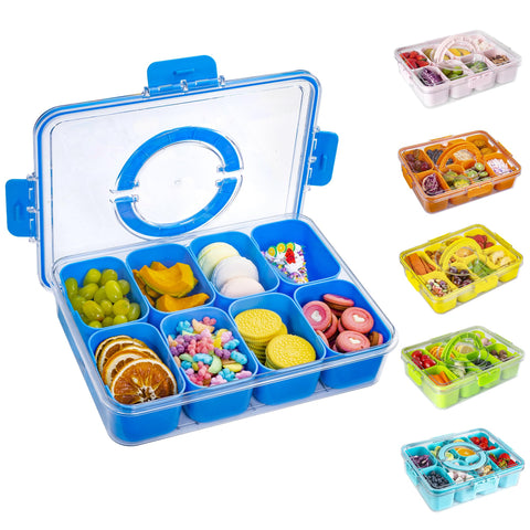 Bandeja WACOI dividida con tapa y asa para transportar snacks en viajes