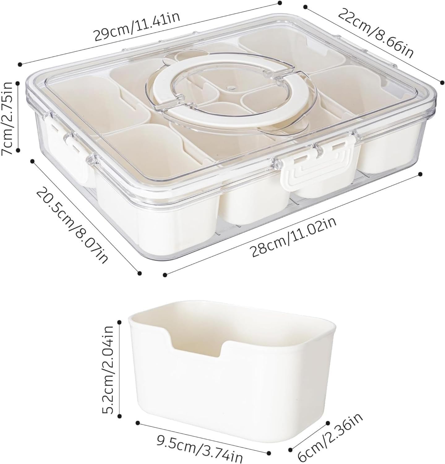 WACOI: 8 compartimentos para organizar bocadillos y frutos secos.