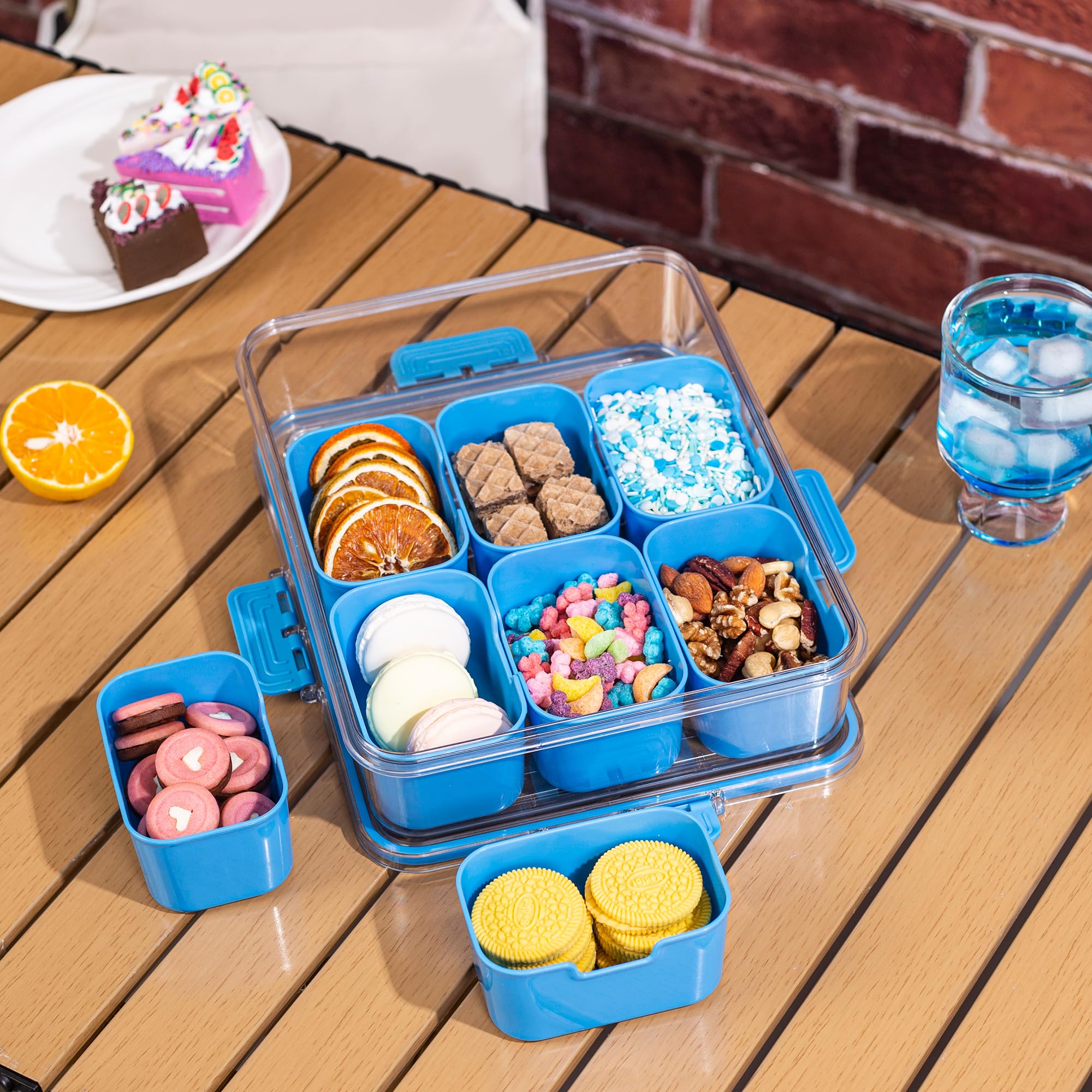 Bandeja WACOI portátil para picnic con compartimentos para frutas y frutos secos