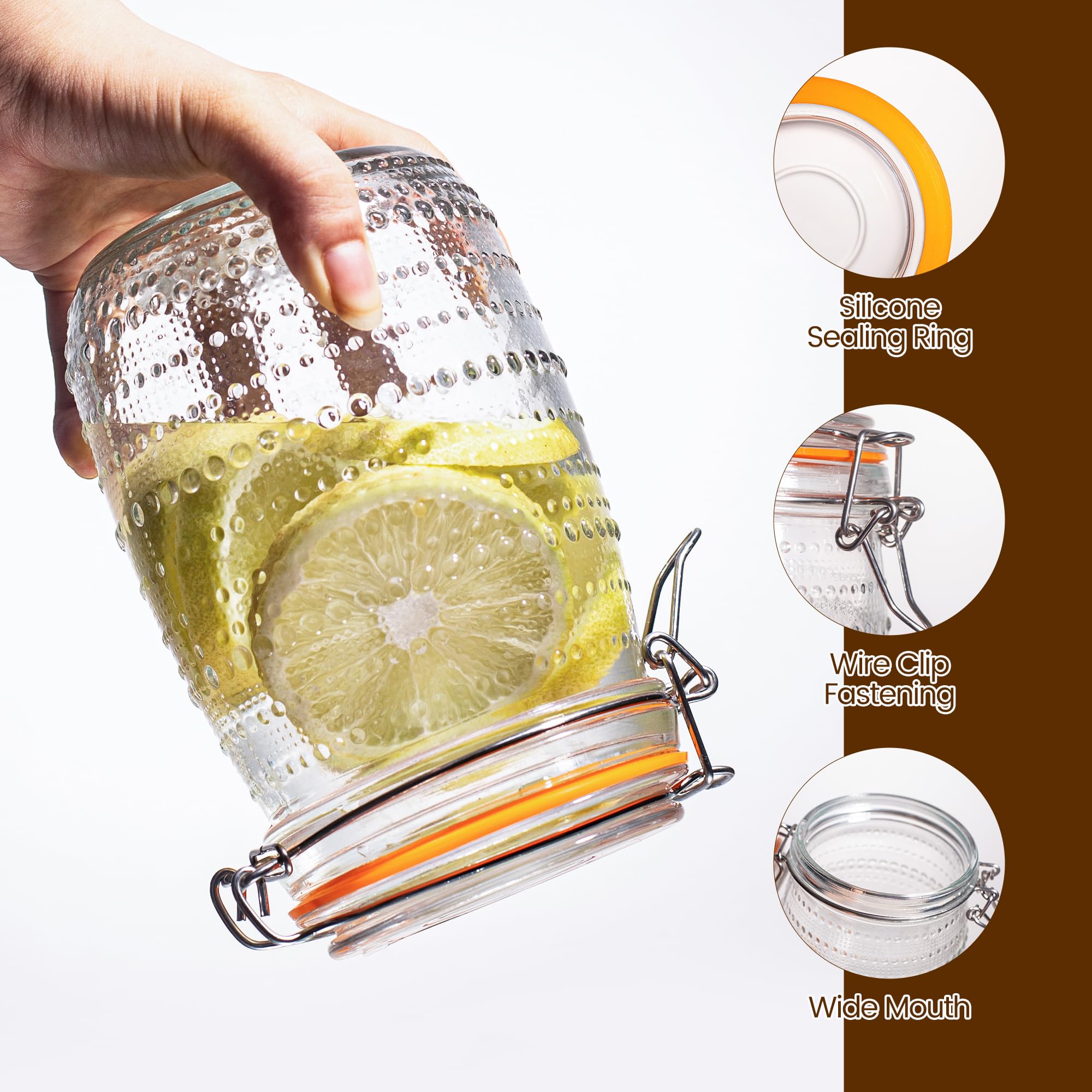Jarra de vidrio WACOI 32 oz, claro y resistente para uso diario