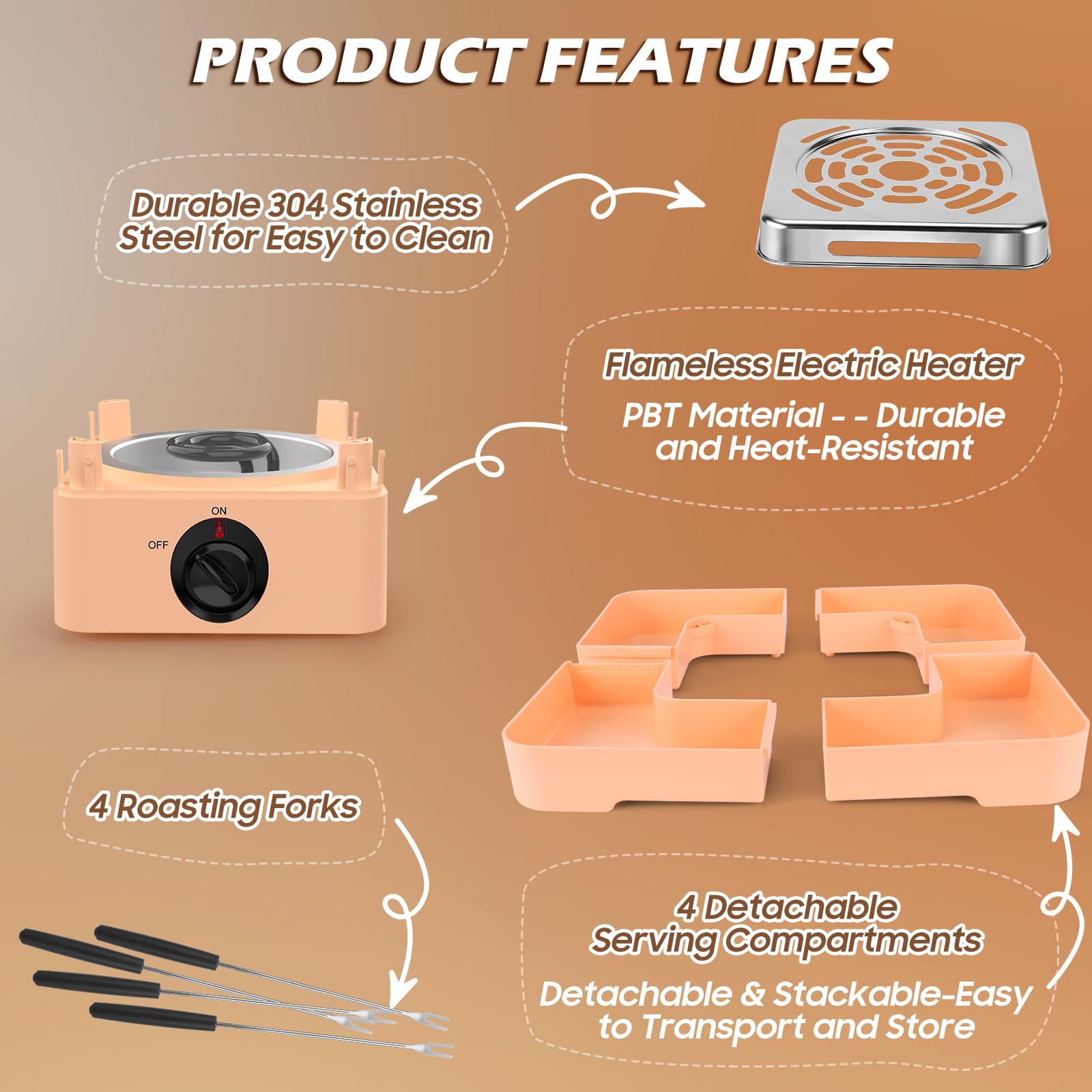 WADEO bandejas desmontables para compartir ingredientes