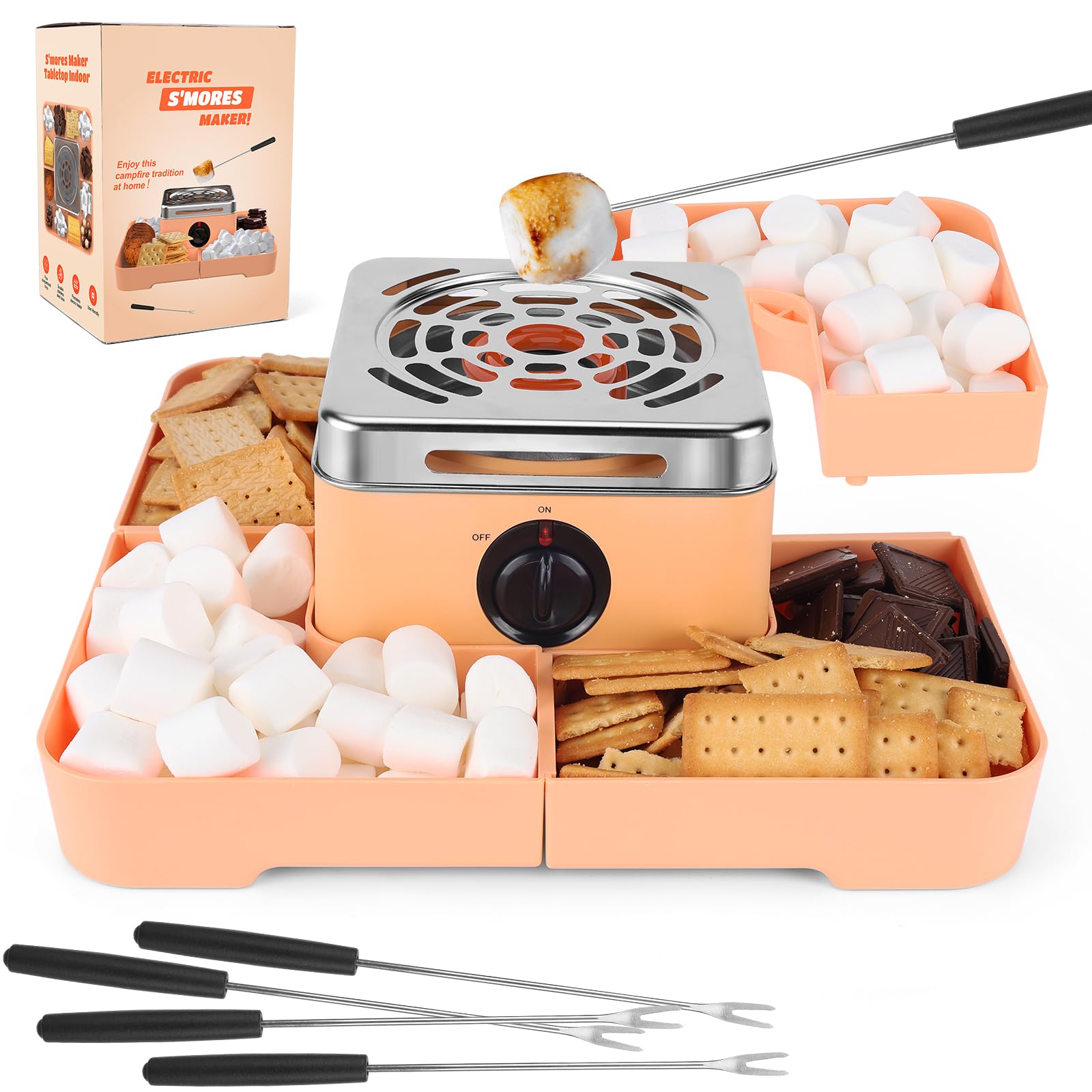 WADEO Smores Maker en color durazno para reuniones sin humo