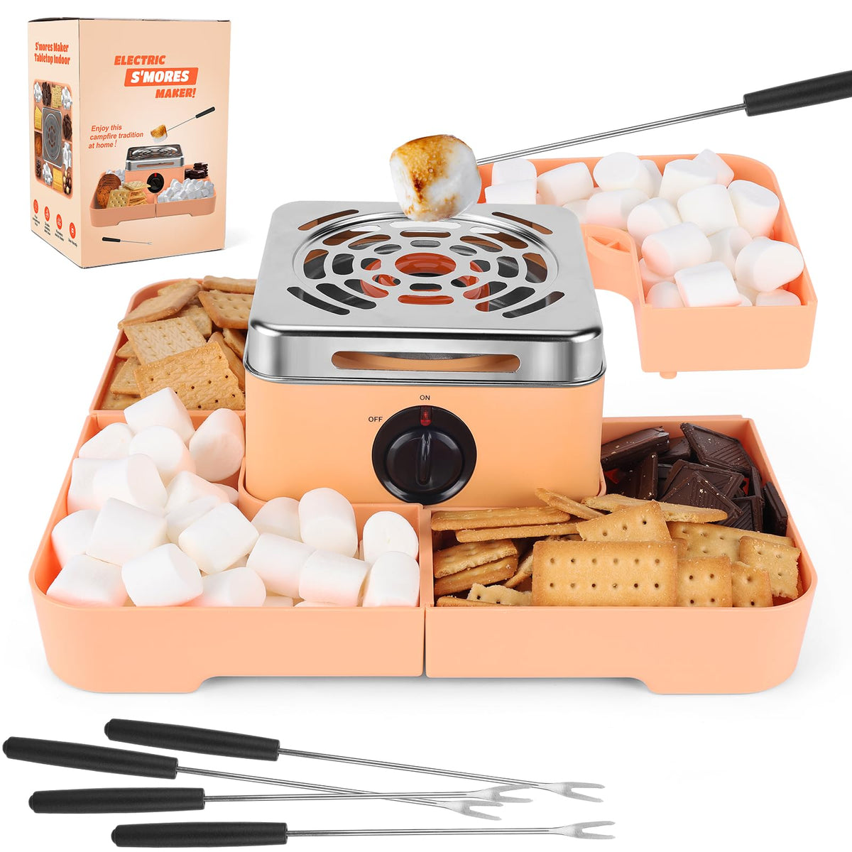 WADEO Smores Maker en color durazno para reuniones sin humo