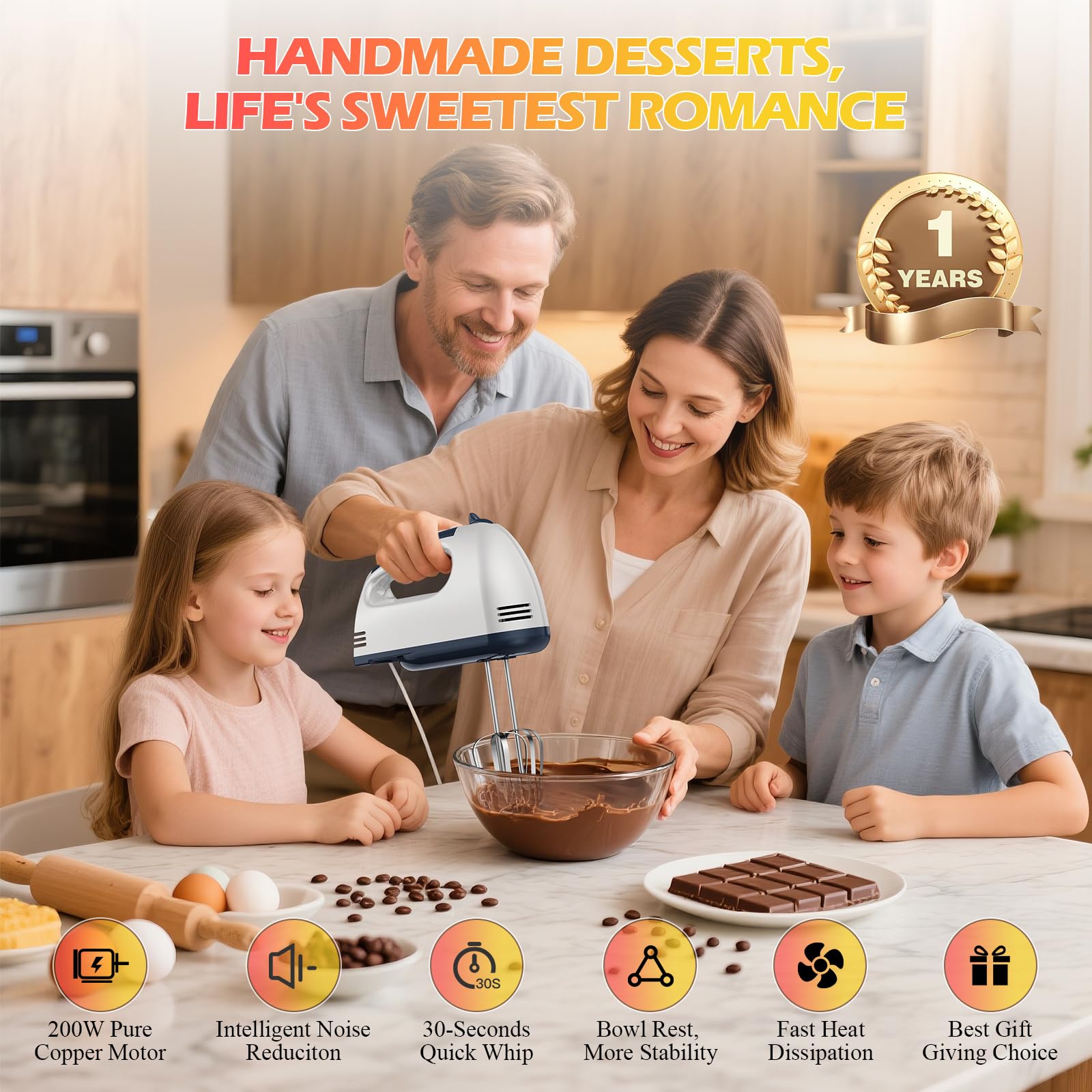 Uso cómodo de la batidora WADODO para preparar cremas y postres en casa