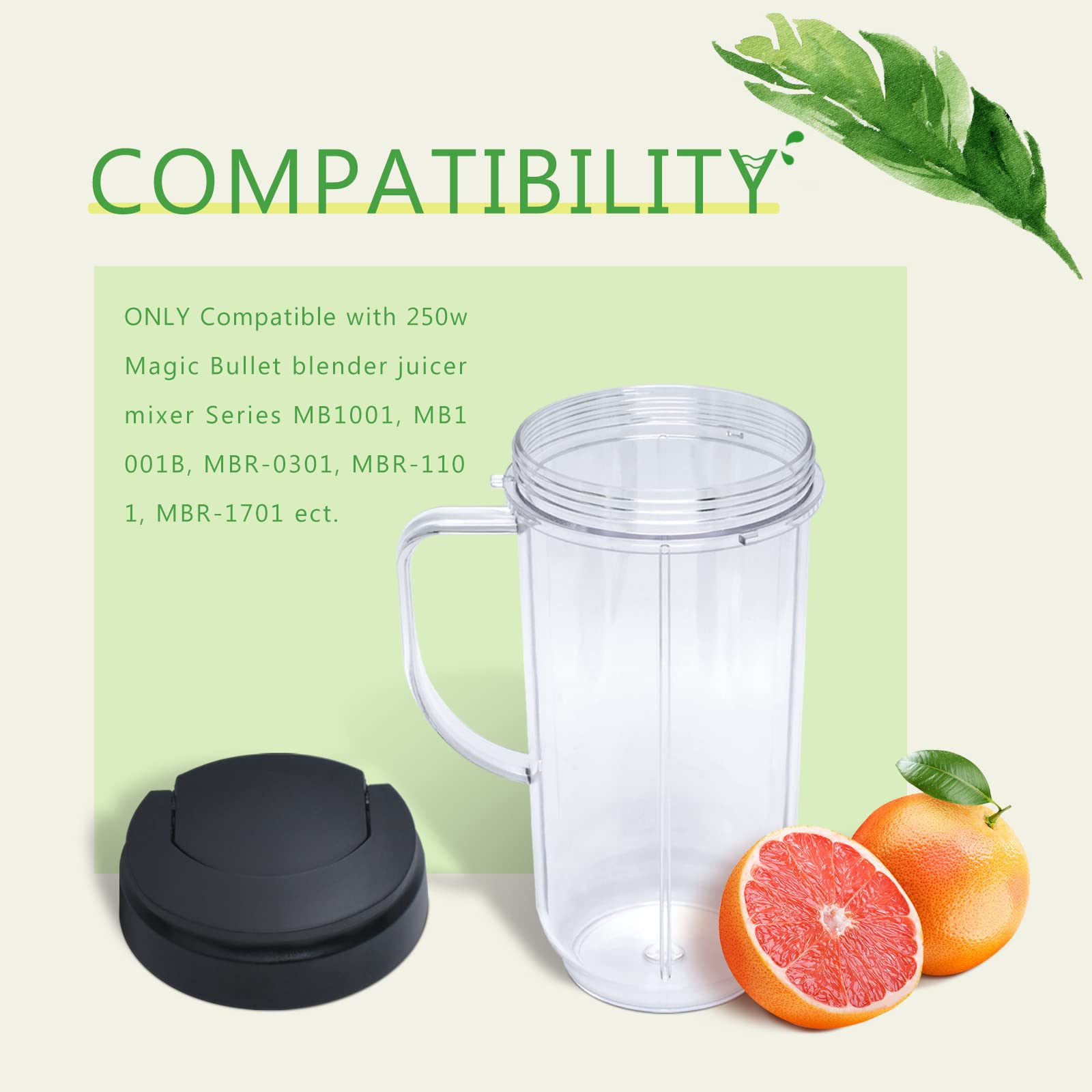 Plástico sin BPA para vaso 22 oz compatible con Magic Bullet