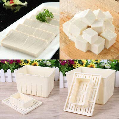 Uso versátil del kit para tofu con molde de plástico compacto.