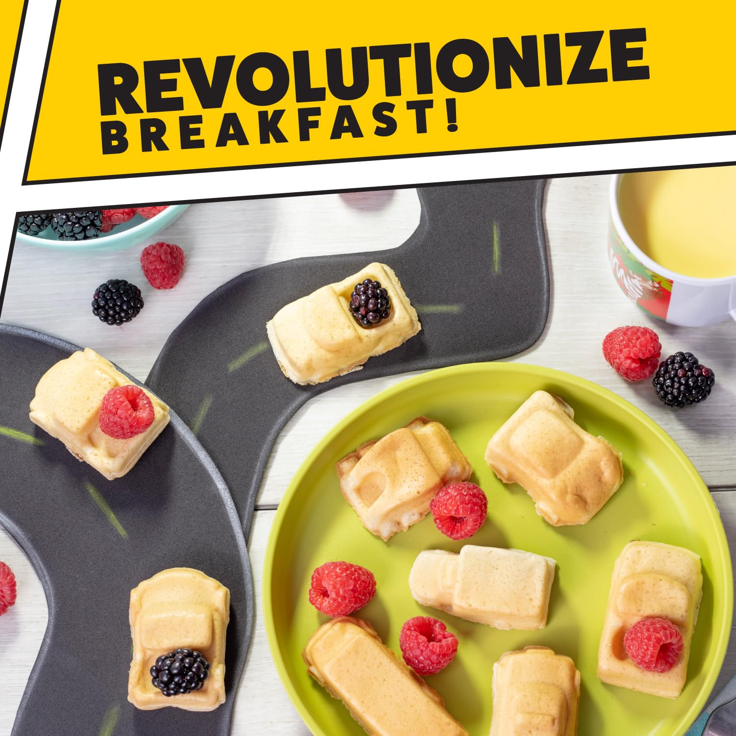 Waffle Wow! autobús escolar: ideal para desayunos escolares o cumpleaños.