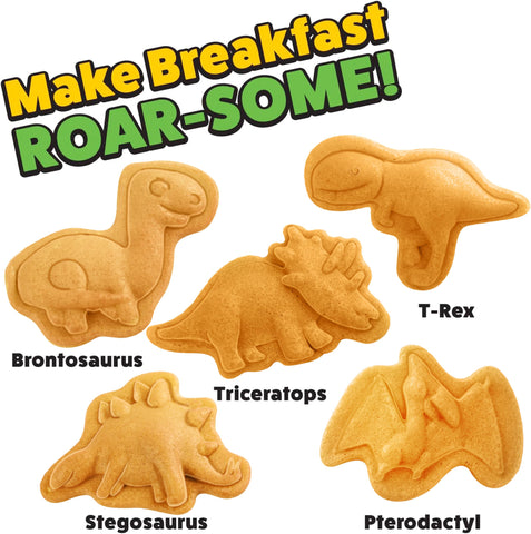 Waffle Wow Dinosaurio 3D con detalle, ideal para fiestas infantiles.