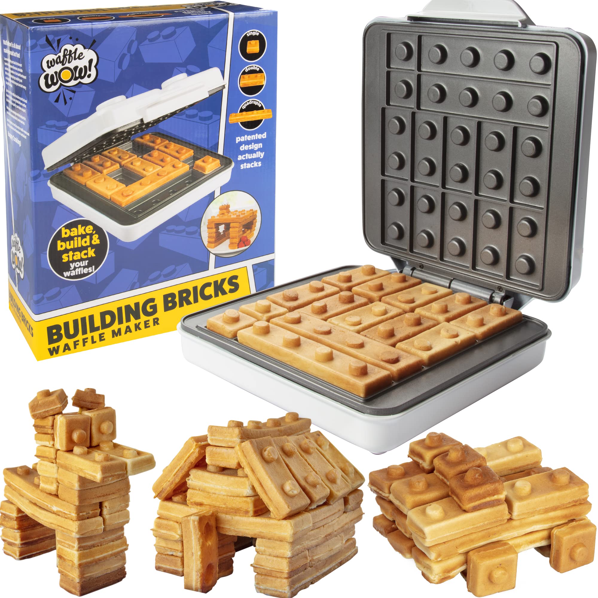 Waffle Wow ladrillos de construcción en forma de waffles para desayunos divertidos.