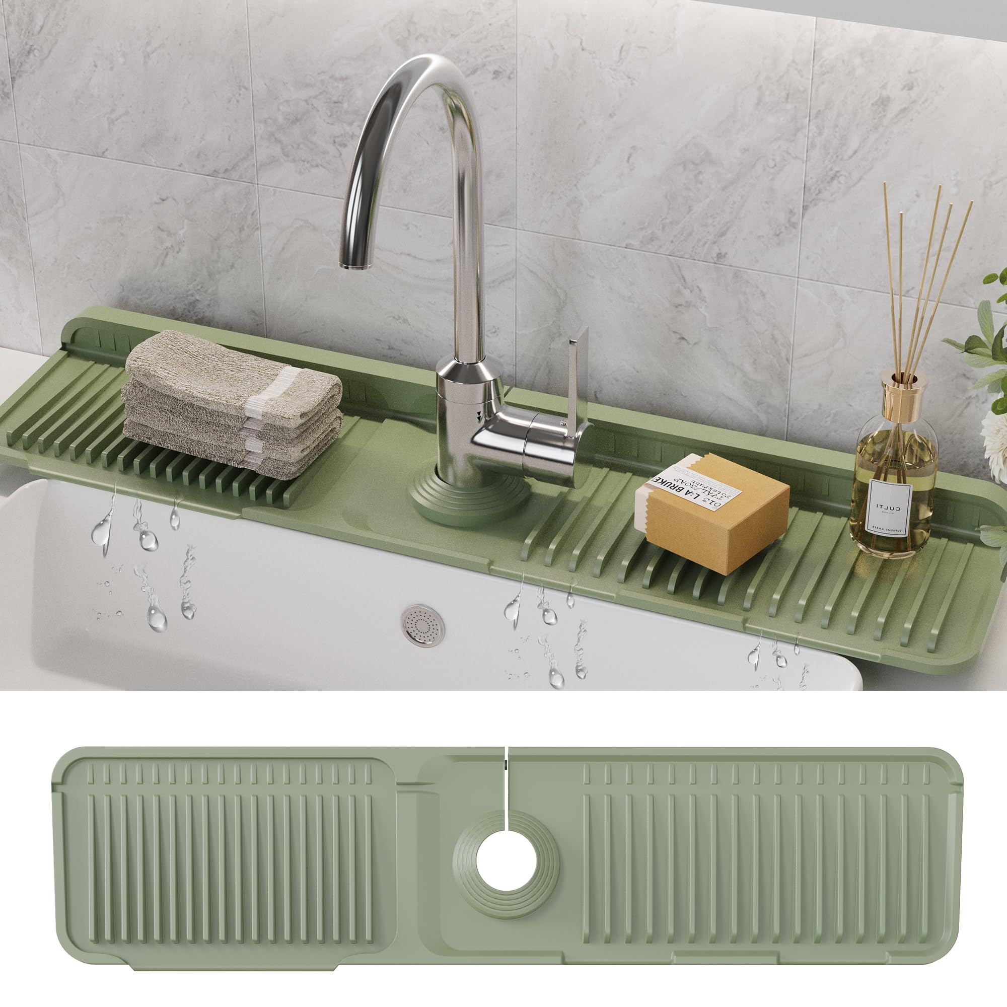 WAFT YEARN tapete silicona para grifo 24x5: protege salpicaduras en la cocina