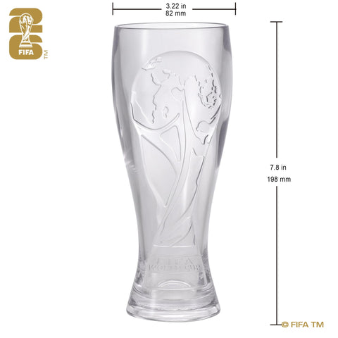 Detalle del trofeo emergente en el vaso pilsner de 17oz de Wagon International.