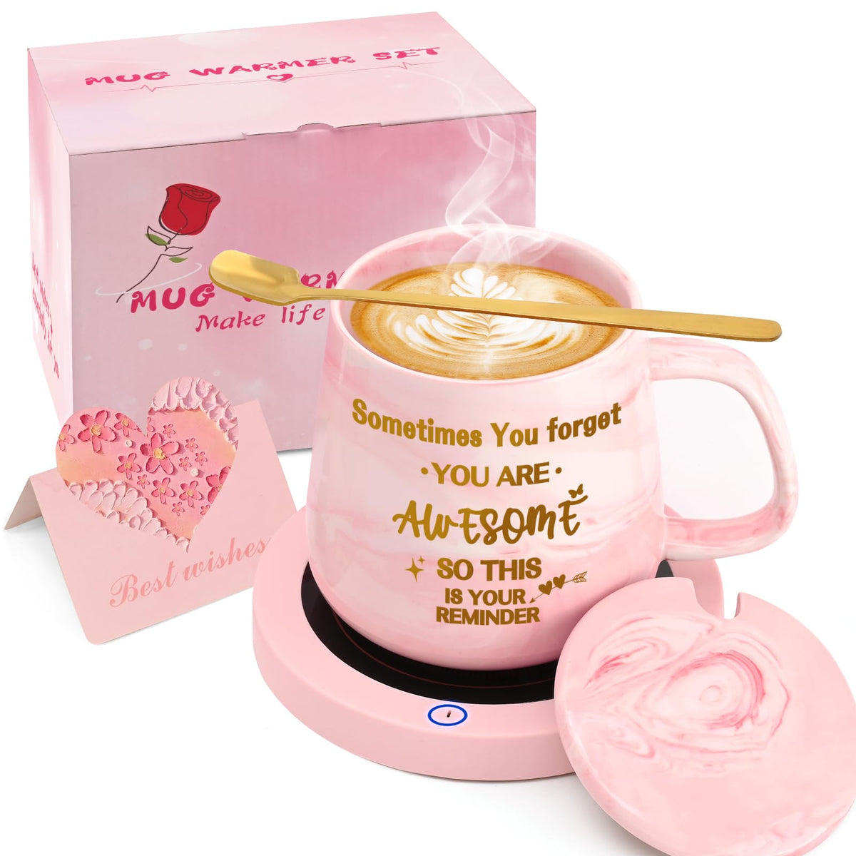 Waipfaru calentador-taza-14oz mantiene el café a temperatura óptima en el escritorio