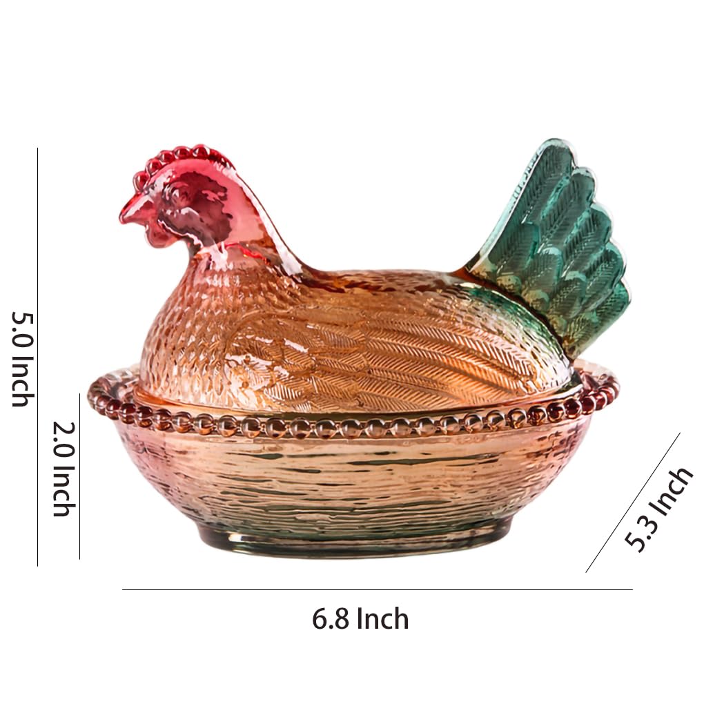 WAIT FLY pollo de vidrio con tapa, centro de mesa decorativo para Pascua
