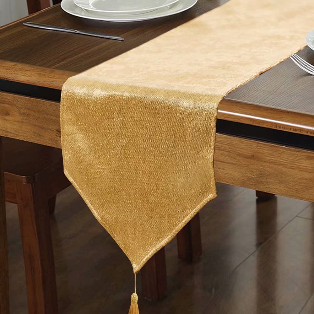 WAITER TREE mantel liso de lino falso dorado brilla para mesa elegante.