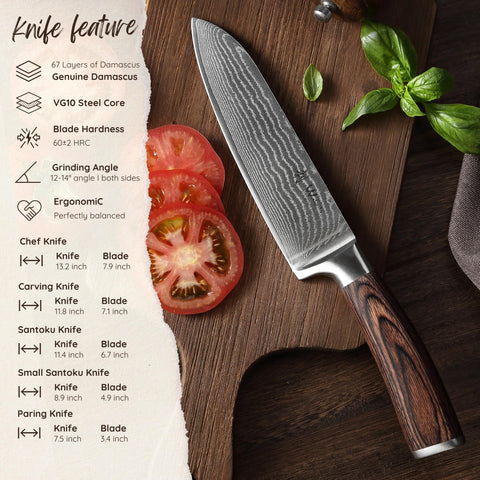 Cuchillo santoku Wakoli EDIB, enfoque en la hoja ancha para picar verduras.