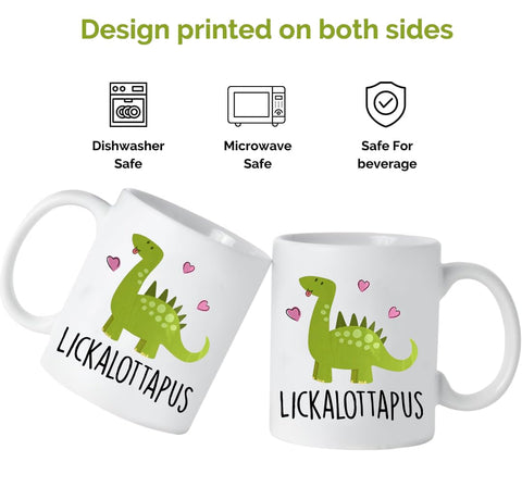 Waldeal Lickalottapus: taza con dino de orgullo en doble cara para la oficina.