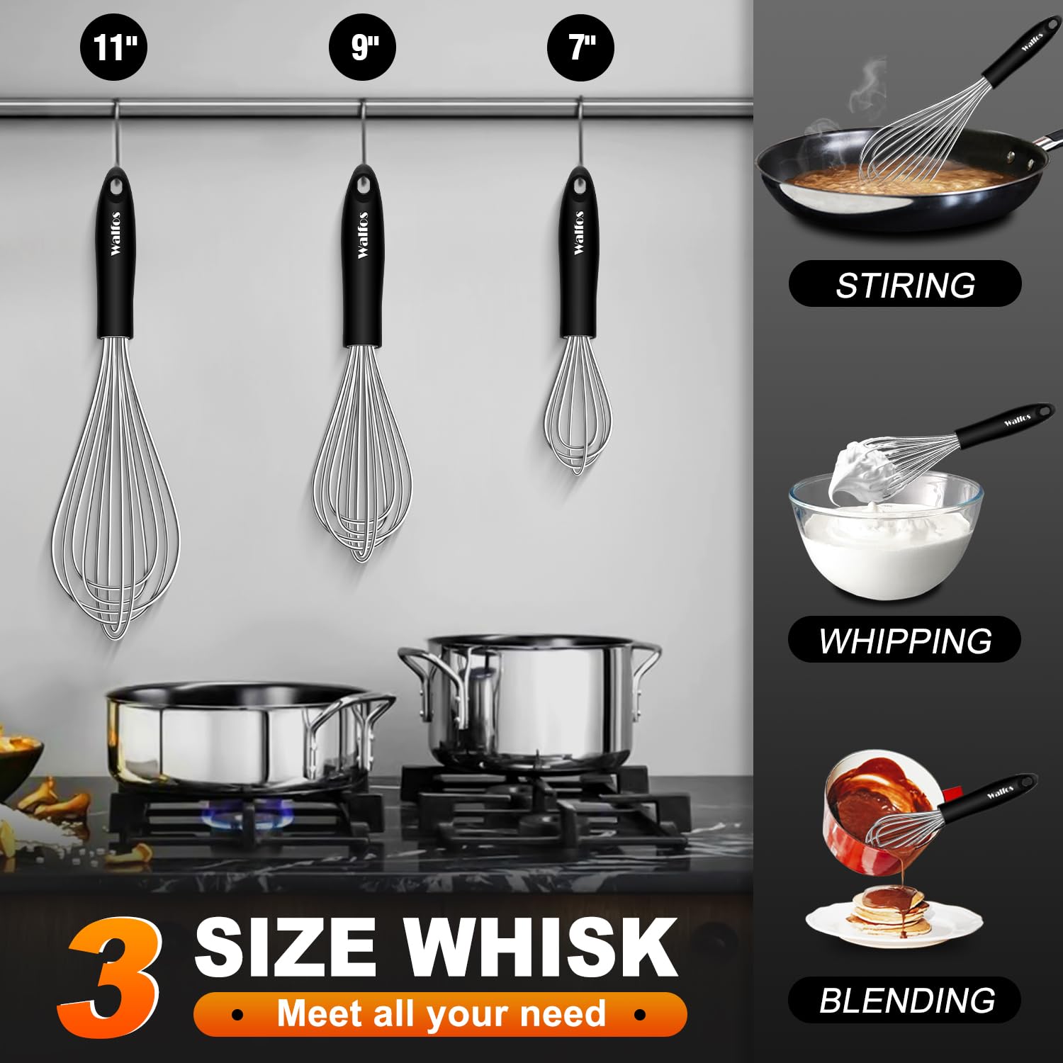 Walfos acero inoxidable 304 resiste uso frecuente en cocinas.