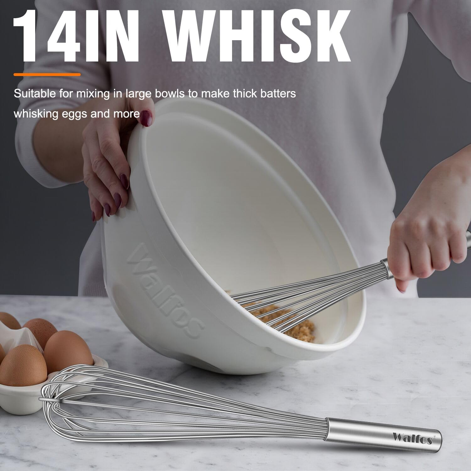 Batidor Walfos 14p ideal para batir huevos y salsas espesas.
