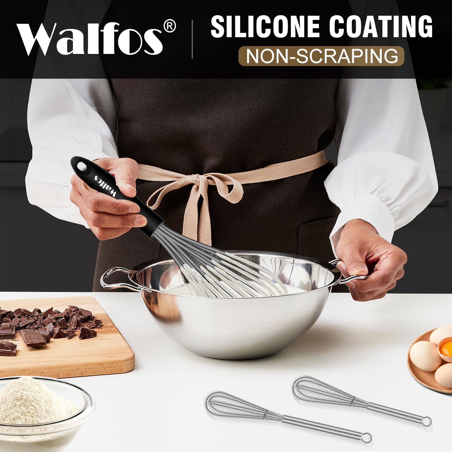 Mango ergonómico Walfos ofrece agarre cómodo durante batidos