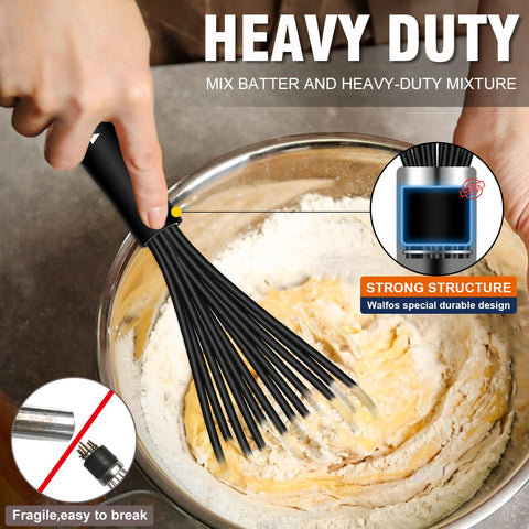 Walfos batidor de silicona para mezclar huevos sin rayar superficies antiadherentes.