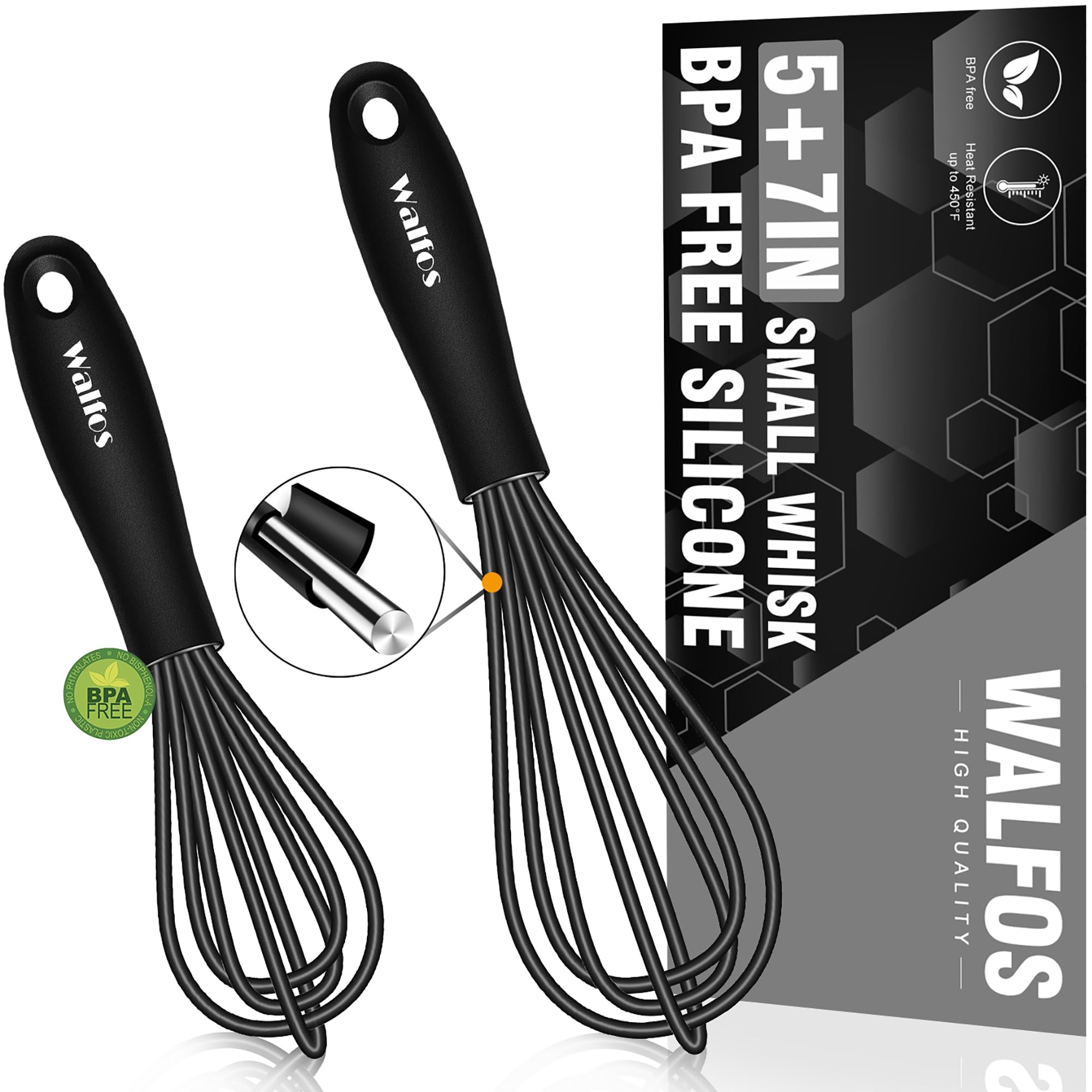 Walfos batidora mini 5pulgadas-12cm para batir un huevo individual con facilidad.