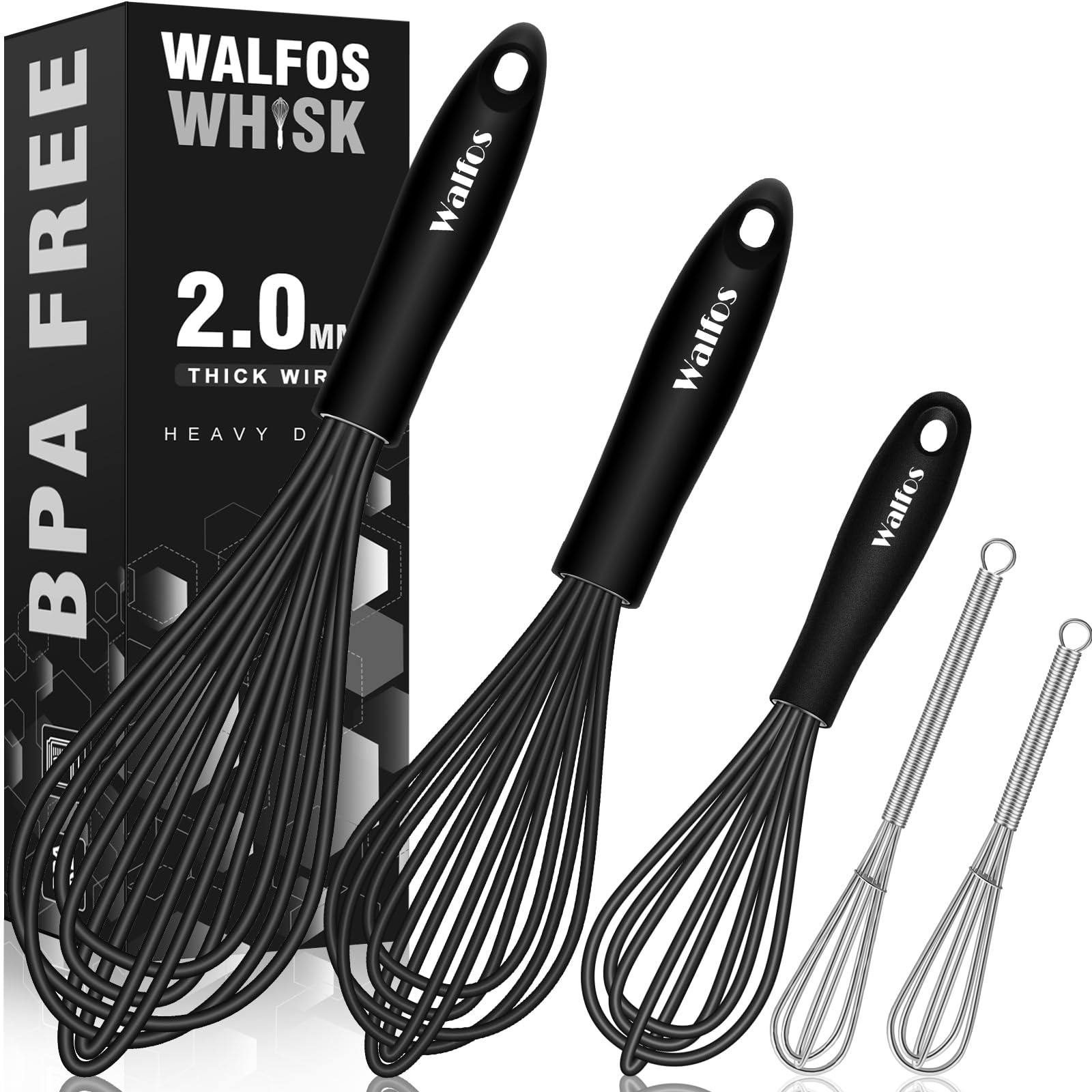 Batidor de silicona Walfos de 7p5in para mezclar sin rayar ollas antiadherentes.