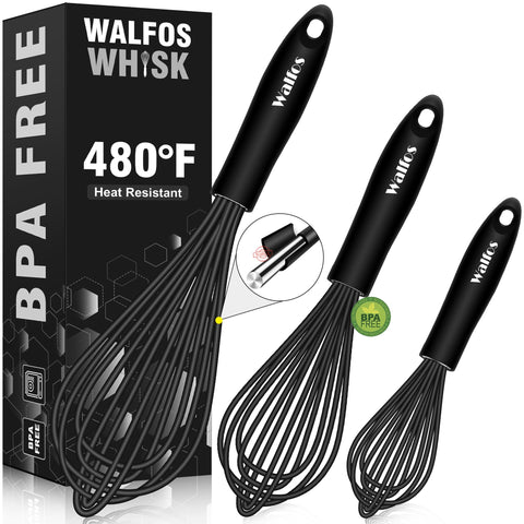 Walfos batidor de silicona 8.5 pulgadas evita rayaduras en sartenes antiadherentes