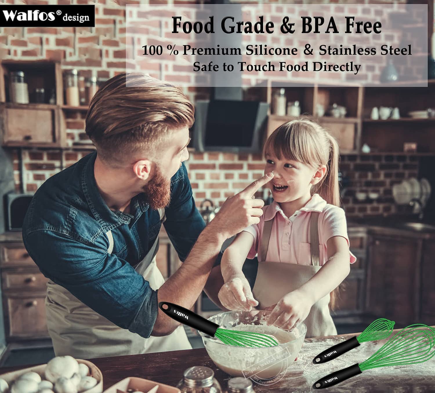 Walfos batidora de silicona para mezclar ensaladas y salsas con suavidad.