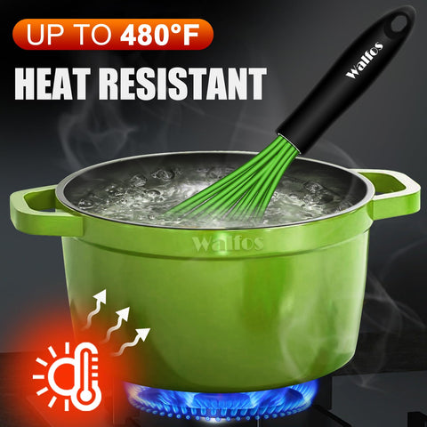 Walfos batidora de silicona resistente al calor, soporta altas temperaturas sin deformarse.
