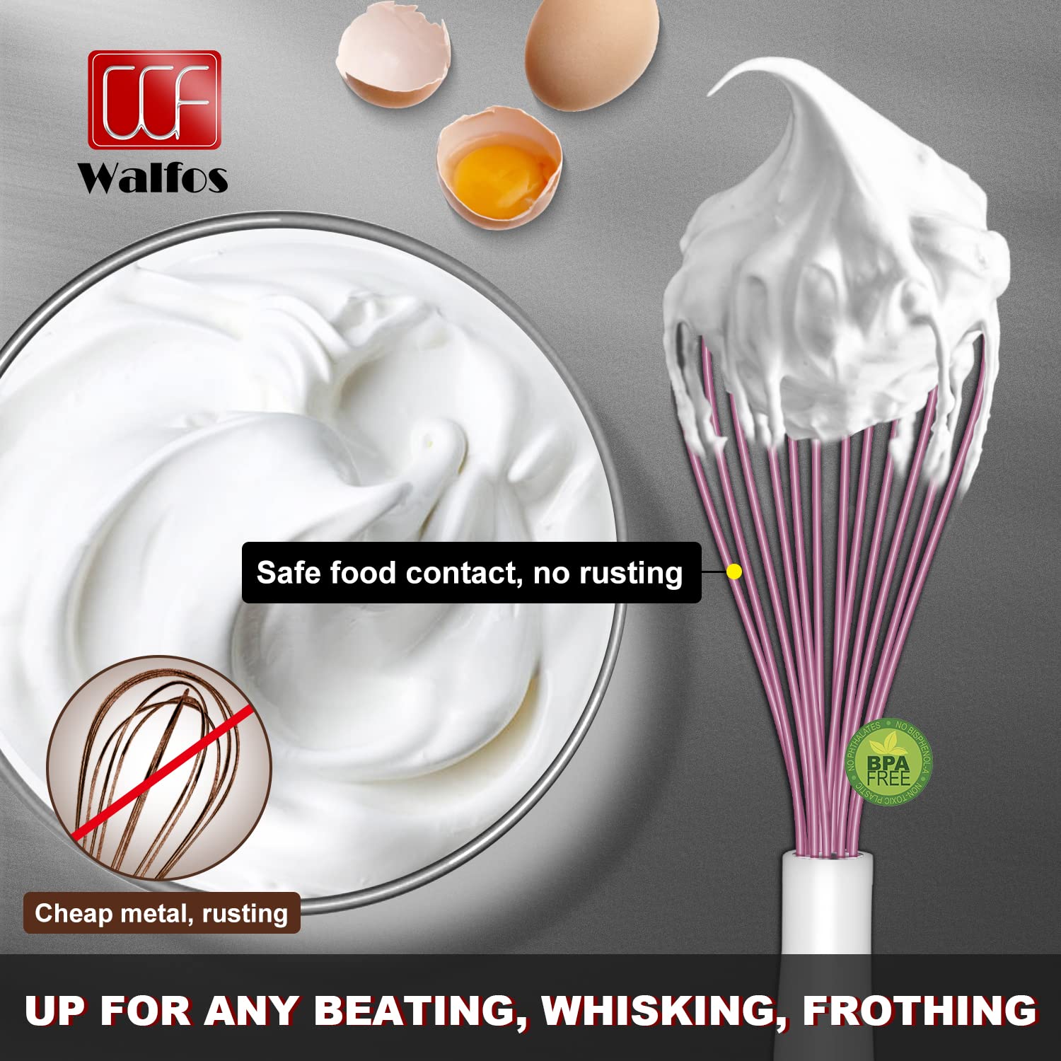 Batidor Walfos silicona rosa para alto rendimiento en la cocina