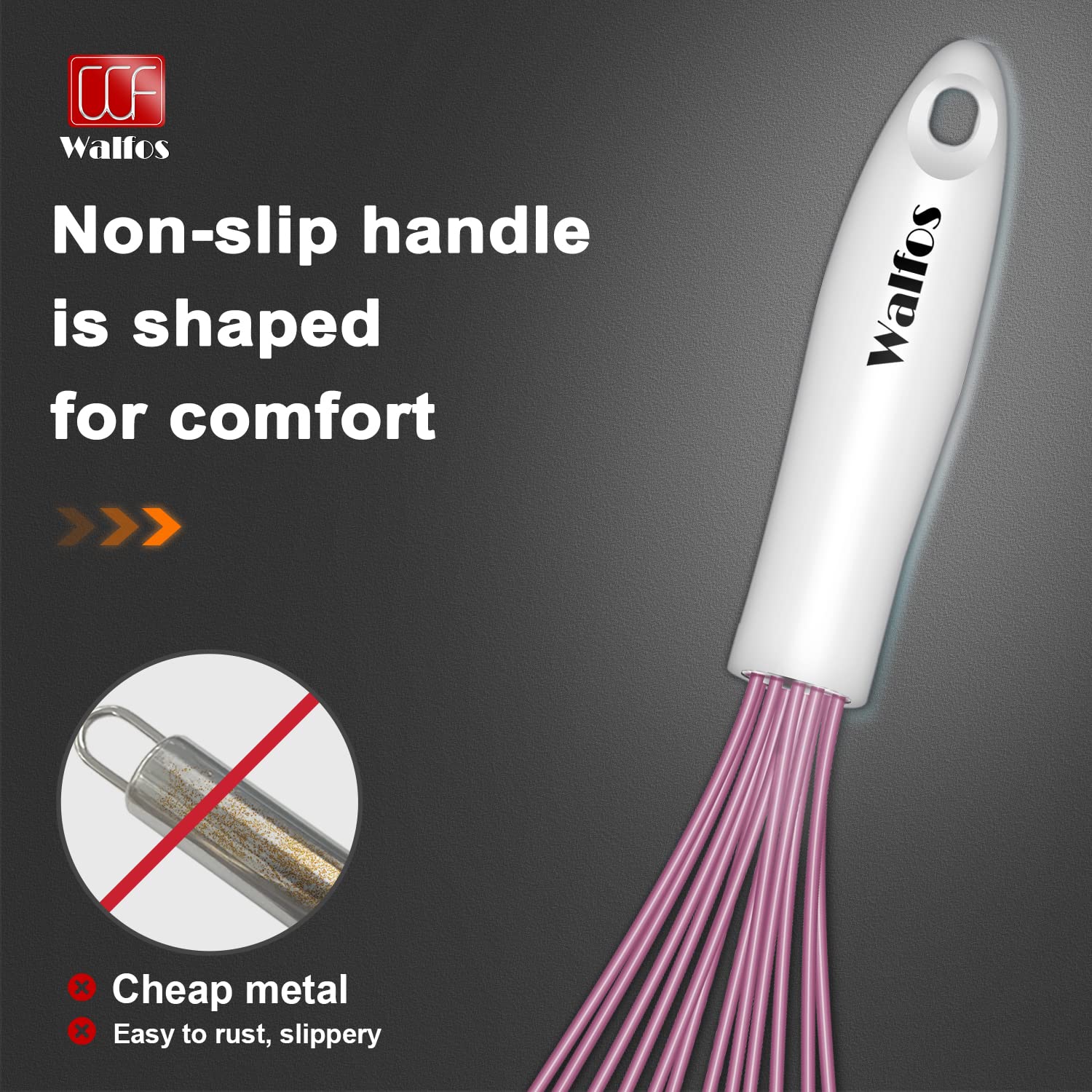 Conjunto de tres batidores Walfos 7, 9 y 11 pulgadas para recetas variadas