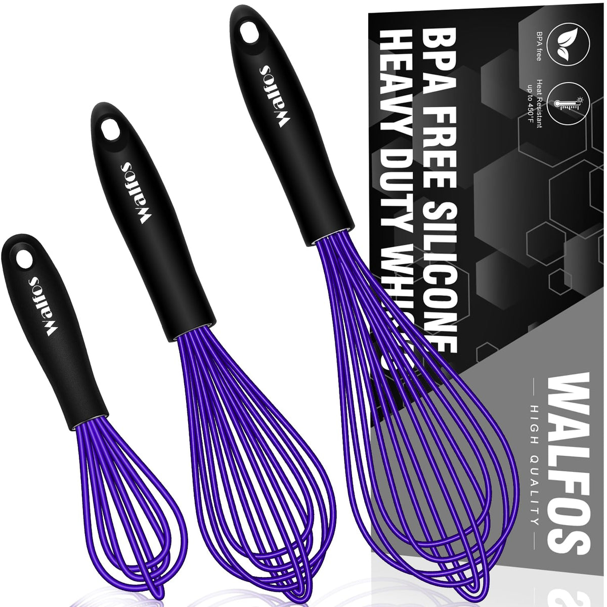 Batidor Walfos de silicona 7 pulgadas, evita rayar utensilios y cocina con seguridad