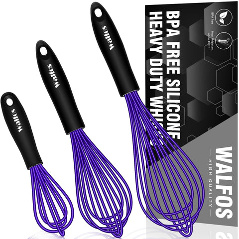 Batidor Walfos de silicona 7 pulgadas, evita rayar utensilios y cocina con seguridad