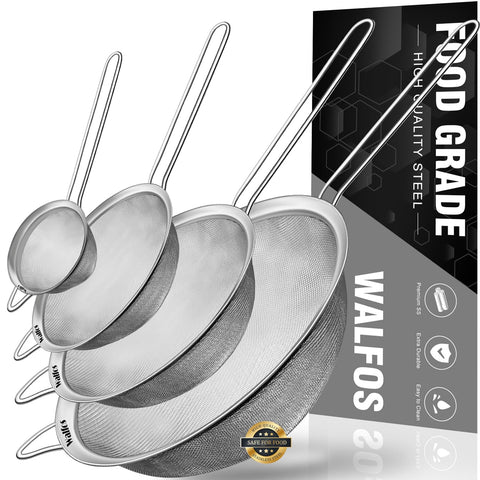 Colador WALFOS de 9.35 pulgadas con malla fina para pasta y quinoa