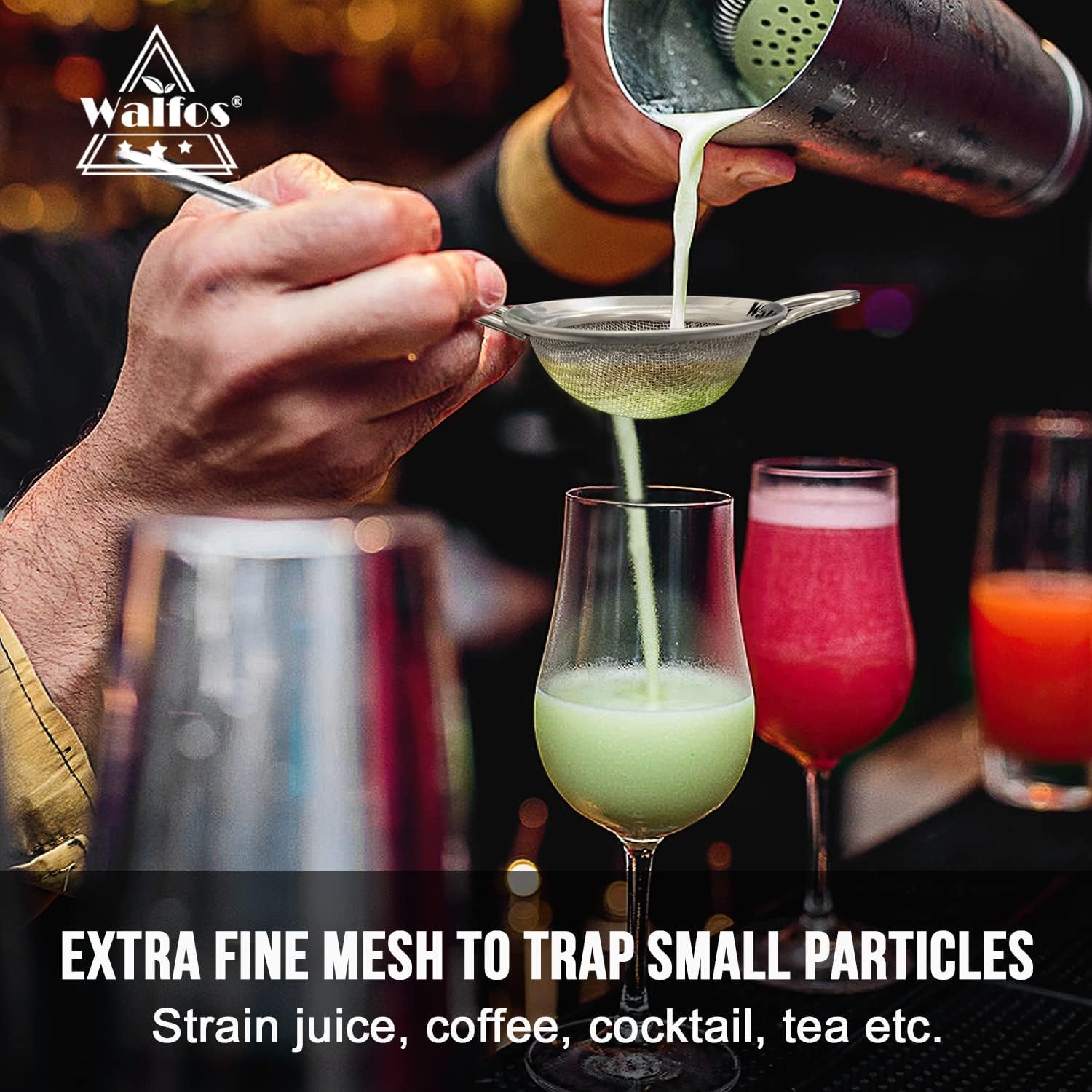 Colador WALFOS con mango largo para verter agua caliente con seguridad