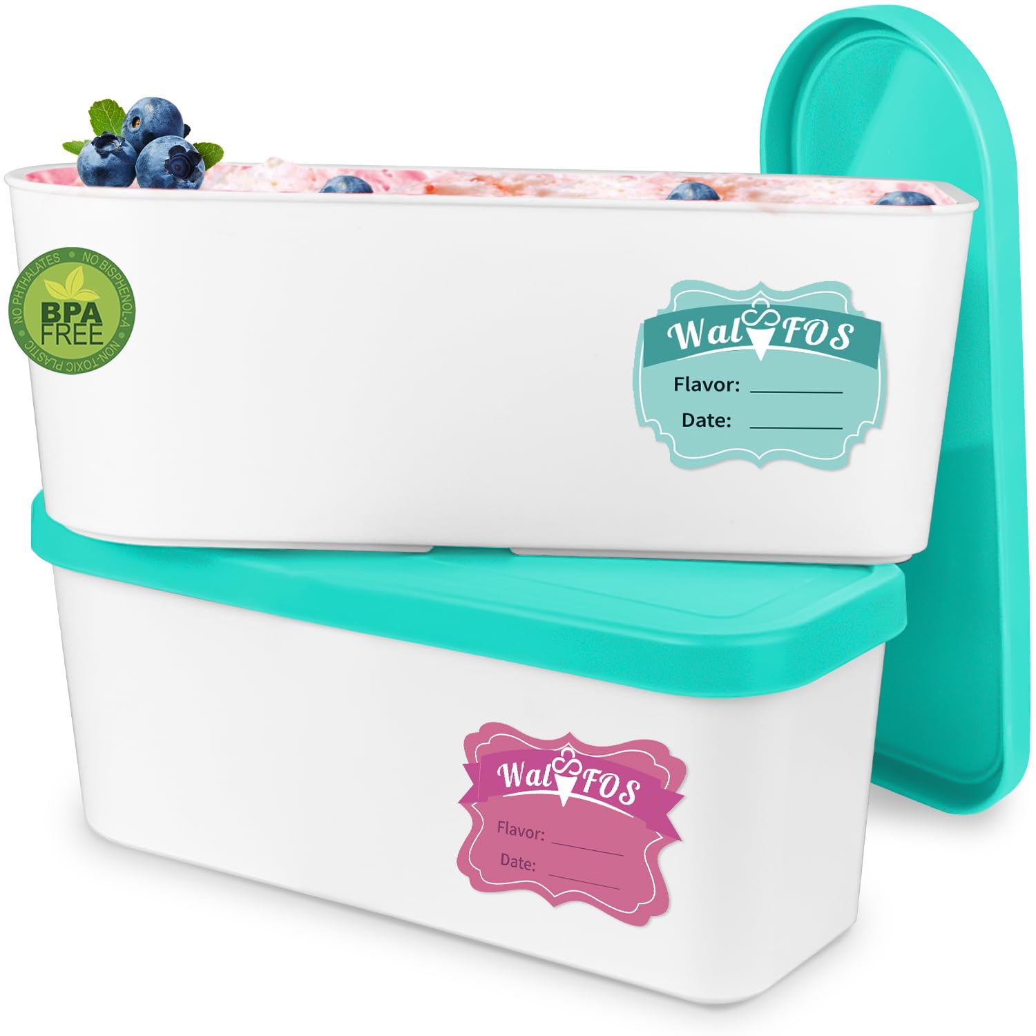 Walfos contenedor helado 1.6 qt, almacenamiento estable en congelador