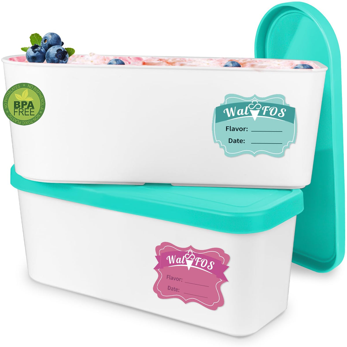 Walfos contenedor helado 1.6 qt, almacenamiento estable en congelador