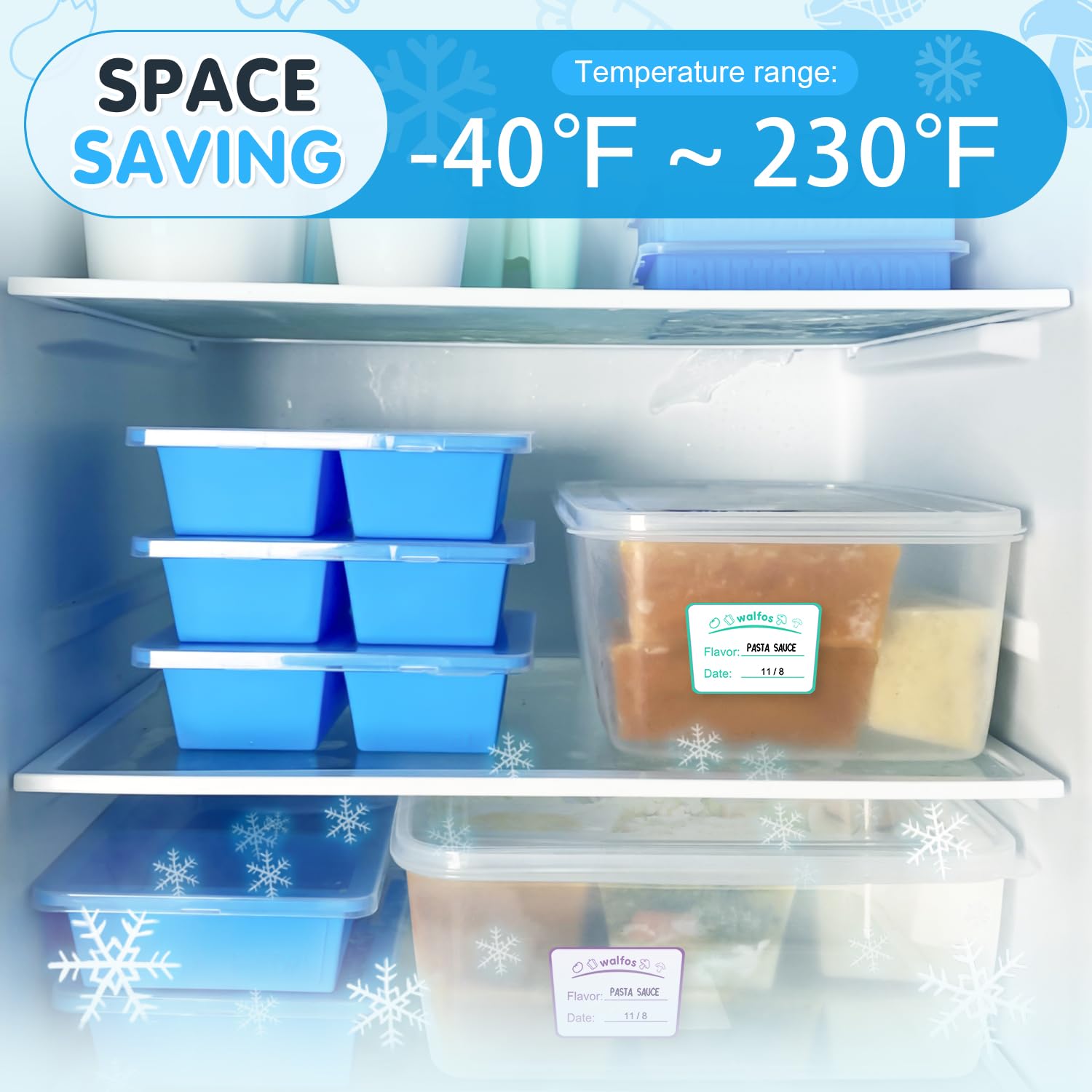 Walfos cubos de hielo de silicona para congelar agua.