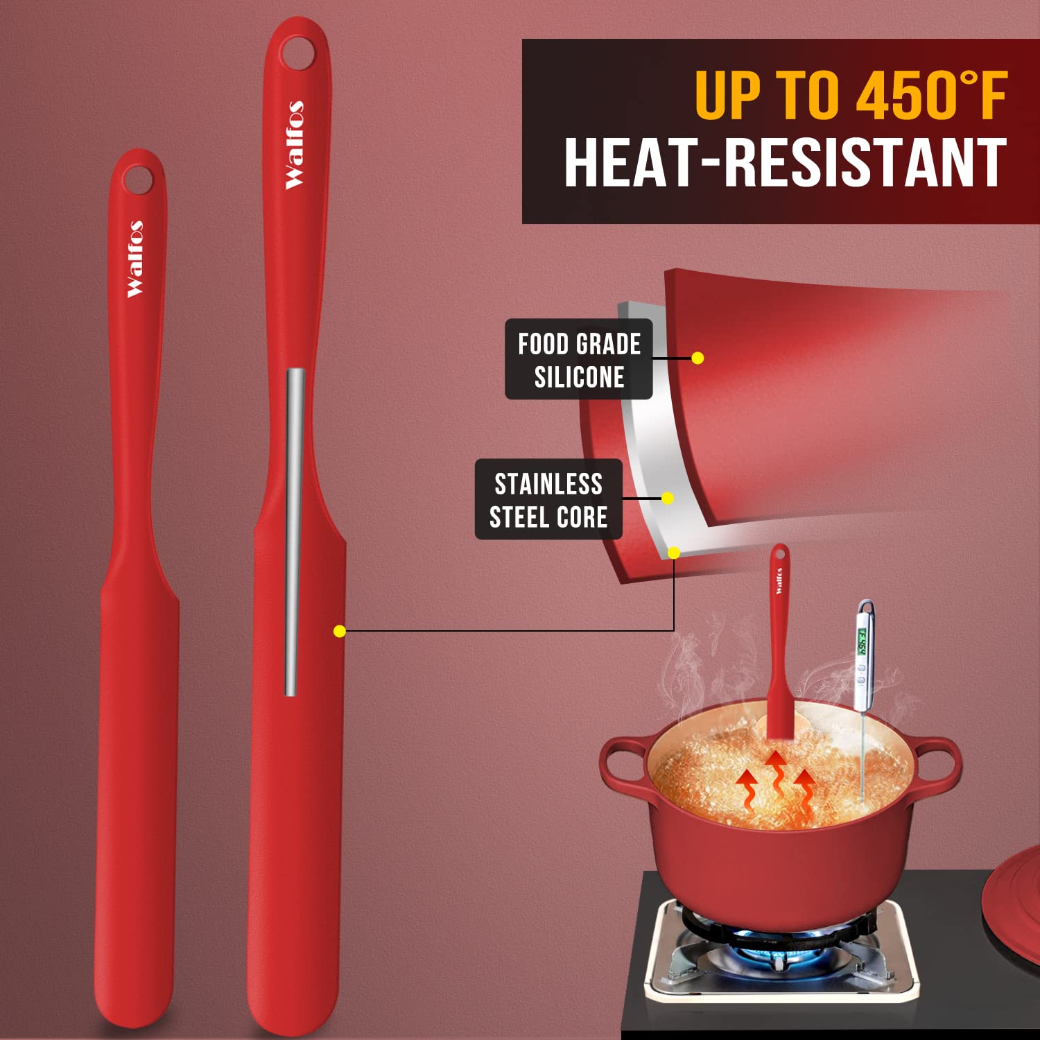 Espátula Walfos con mango ergonómico, ideal para batidos y mezclas.