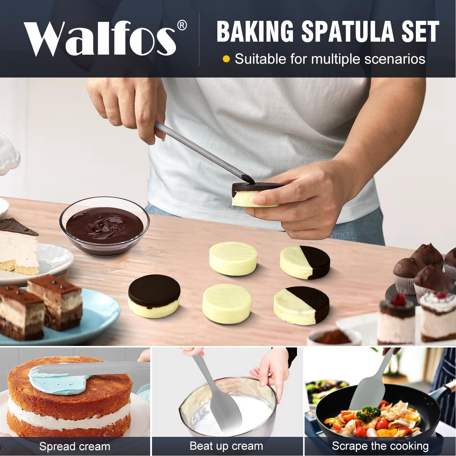 Espátula de silicona Walfos, diseño de una pieza para fácil limpieza