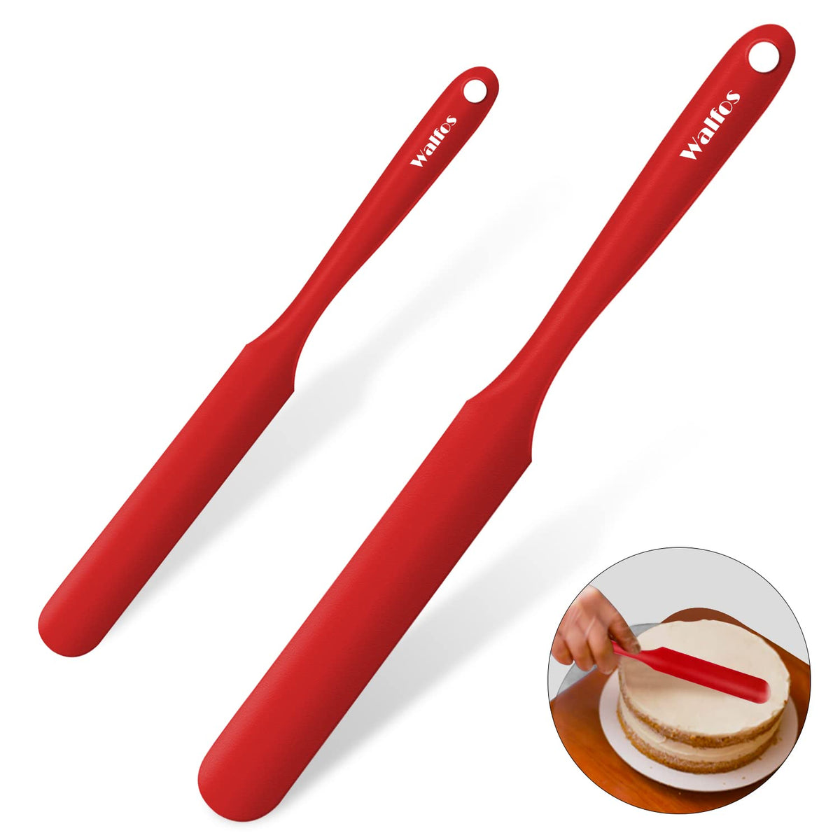 Espátula Walfos de silicona para tarro, resistente al calor hasta 450°F.