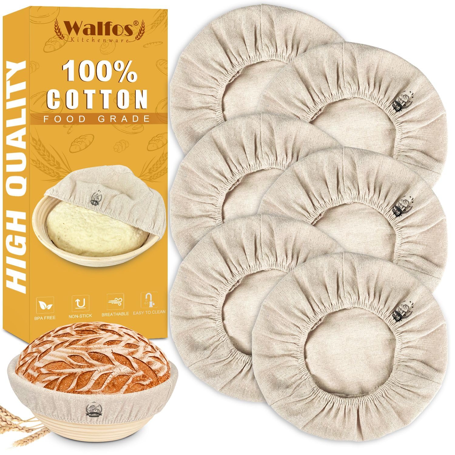 Forro Walfos para cesta de fermentación de 10pulgadas, ideal para pan crujiente