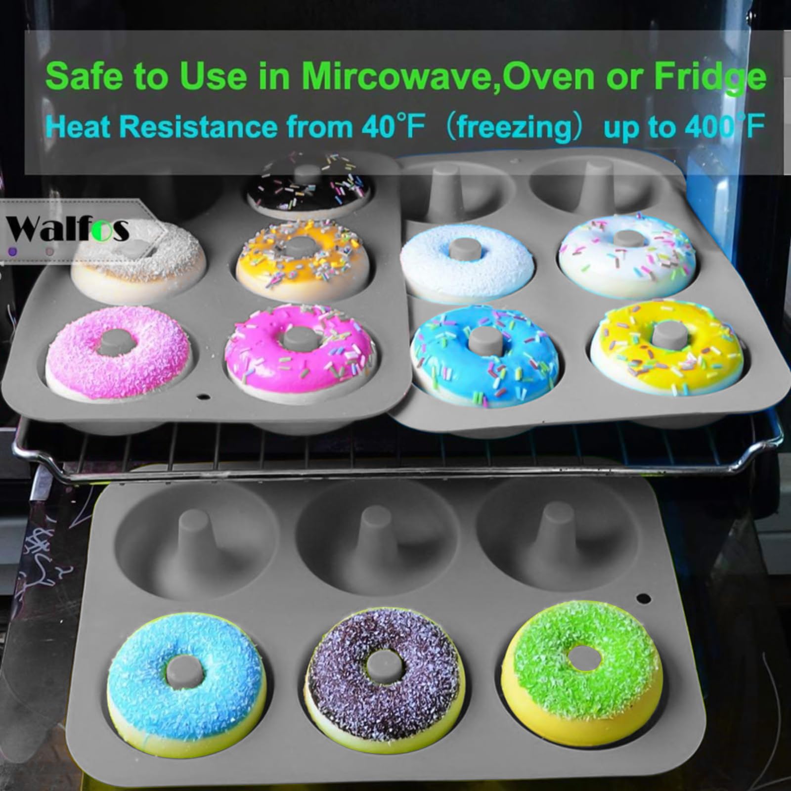 Walfos molde para donas, almacenamiento flexible y plegable para ahorrar espacio