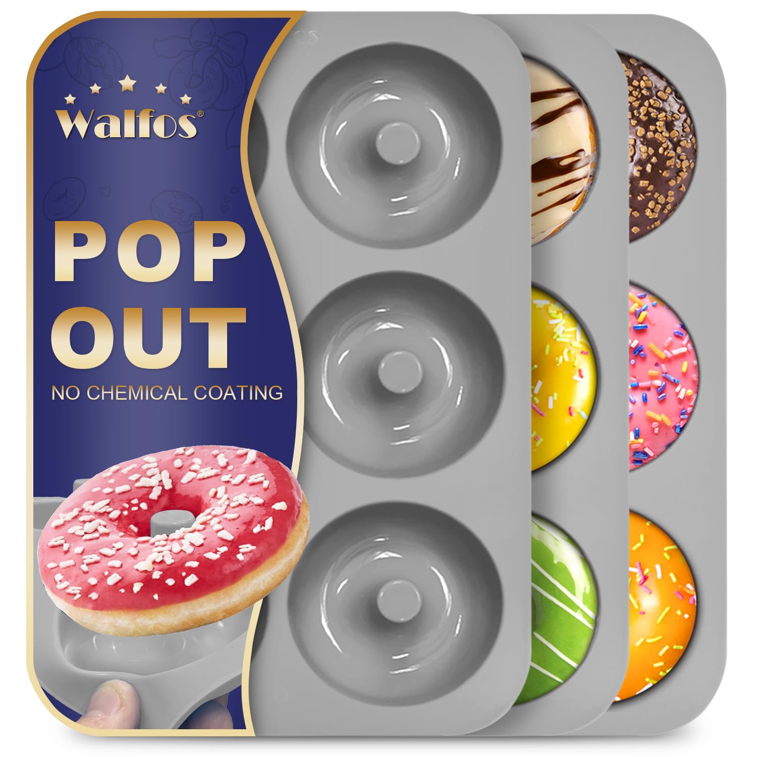 Walfos molde para donas de silicona: desmolde fácil para donas perfectas