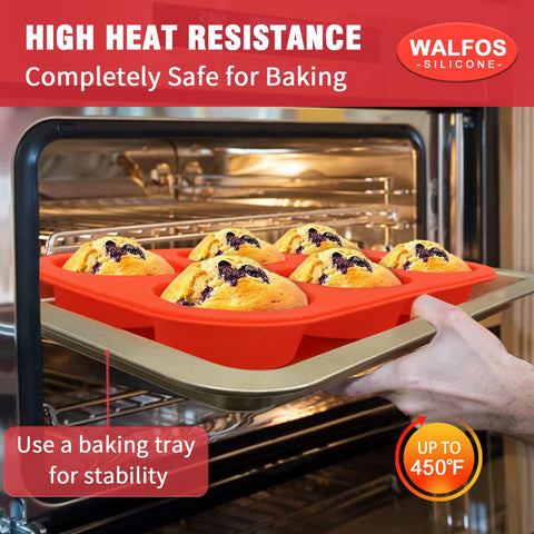 Walfos molde silicona uso en horno y microondas, seguro para diversas recetas.