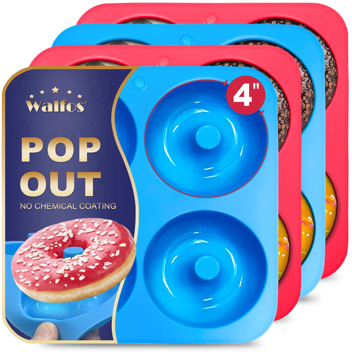 Moldes Walfos para donas de silicona, gran tamaño, desmolde suave y sin esfuerzo.