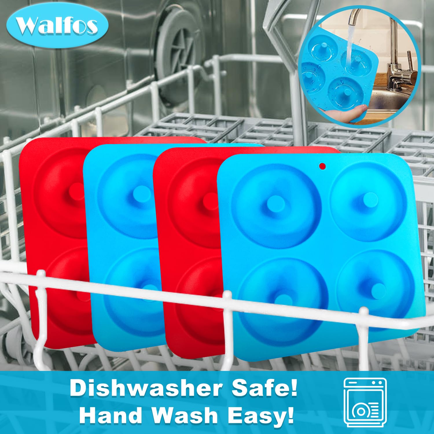 Juego de cuatro moldes Walfos, gran conveniencia para hornear porciones grandes.