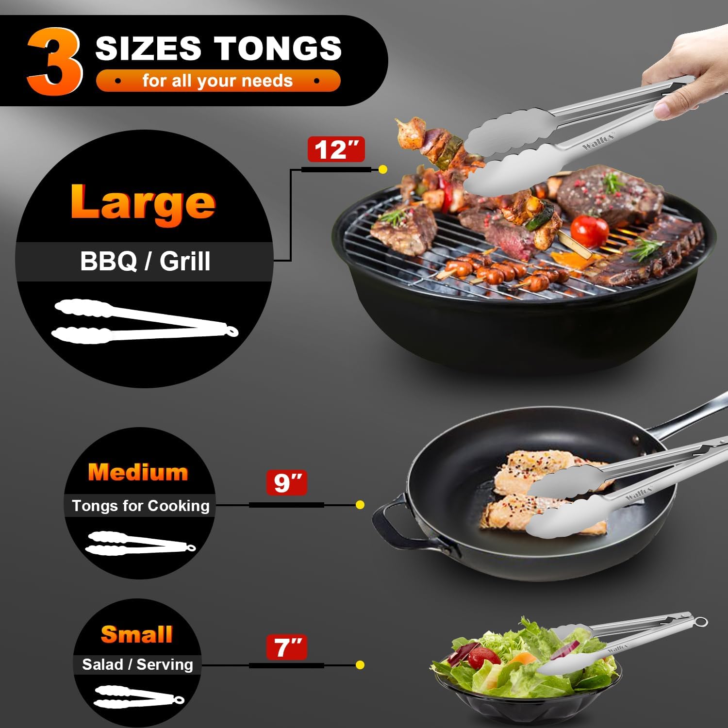 Walfos pinzas, mango ergonómico para agarre cómodo y seguro.
